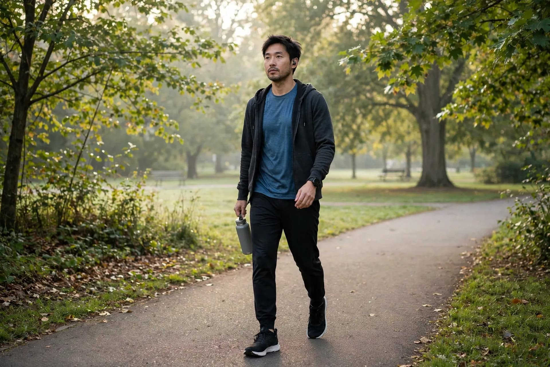 Person exercising outdoors as part of obesity prevention